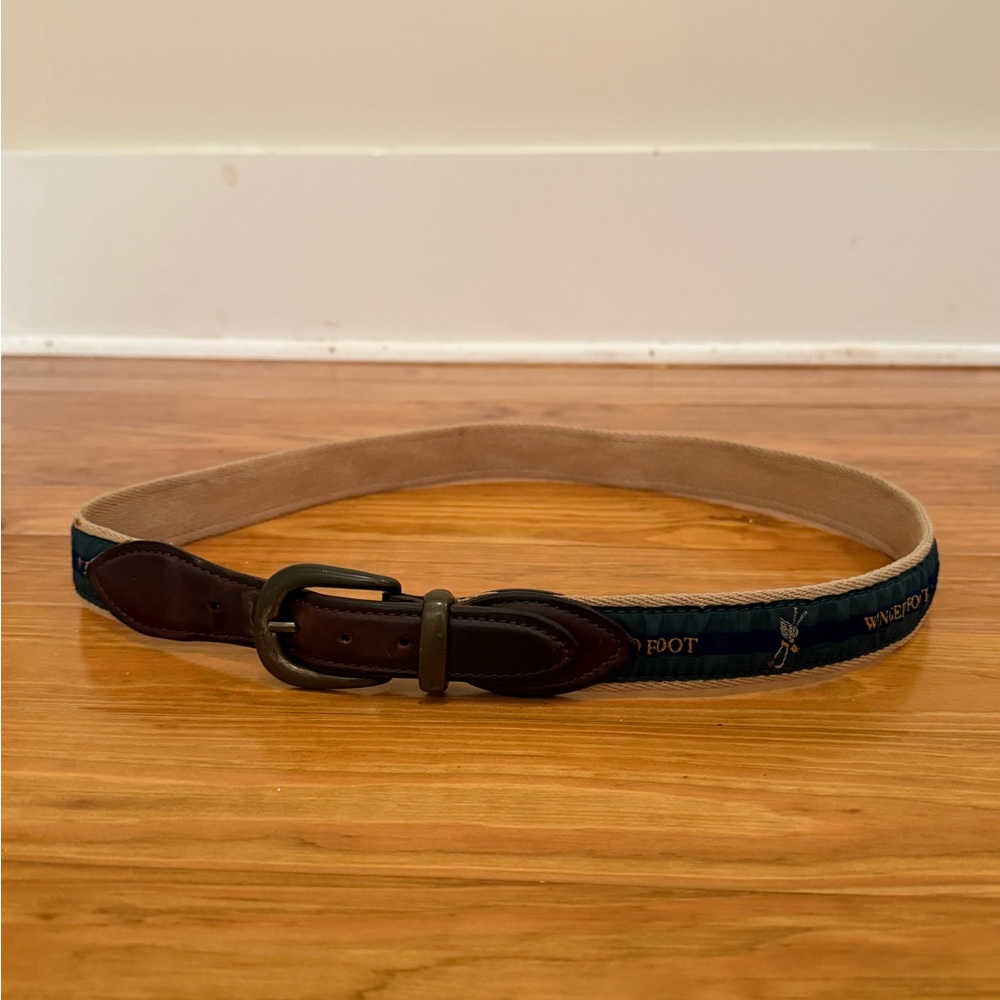 Men's YRI Winged Foot Brown and Blue Leather Belt